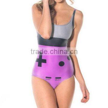 2013 SEXY Cover-ups Tankinis Set GAMER PURPLE SWIMSUIT One Piece Digital Print Bathing Suit Backless Swimwear Women S125-49