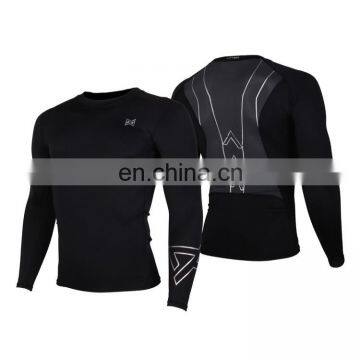 wholesale custom printed black bjj/mma rash guard for mul activities