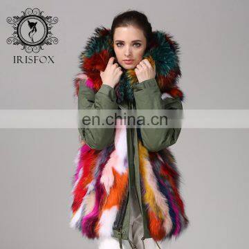 Hot Selling Warm Raccoon Parka Coat With Fur Hood Snow Real Fur Jackets photo-4