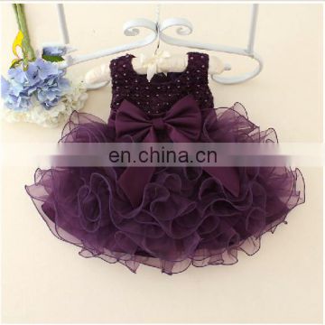 Purple Ruffle Party Dress With Bow