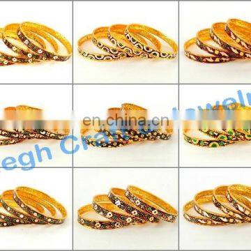 Bollywood style meenakari bangle - Indian handmade meenakari bangle - Wholesale gold plated meenakari bangle set