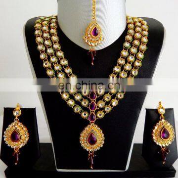 Indian handmade kundan necklace set - Bollywood style kundan jewelry set - Wholesale Rani haar kundan set - Party wear set