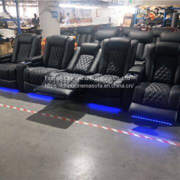 Modern Electric Recliner Home Theater Sofa,black Leather Power Private Cinema Sofa,power Home Theater Seating photo-2