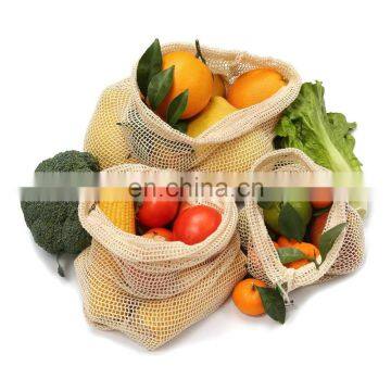 Cotton Reusable Grocery Bags Net String Shopping Bag Produce Bags Foldable Tote Set of 3 Short Handle