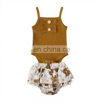 2020 Summer Children's Suit Summer Clothes Ins Female Treasure Sling Baby One-piece Suit Bag Fart Fashion Skirt Children's Wear