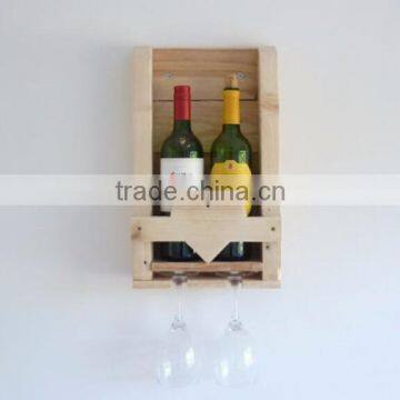 Unfinished wooden wall shelf,wood holder for wine/glass