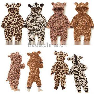 infants birthday party costume loepards tigers horse rompers animal with hood & ears