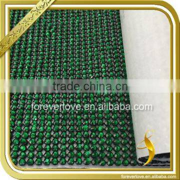 Fashion beads trimming hotfix crystal green rhinestone mesh FRM-163