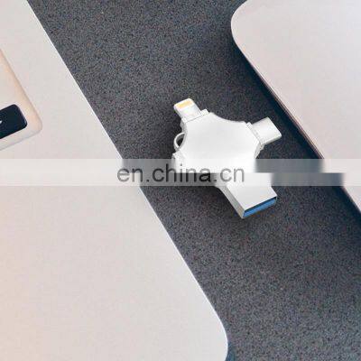 USB 2.0 Flash Drive Metal USB Memory Stick Drive FOUR Functions in One U Flash Disk for IPhone/iPad/android/PC photo-5