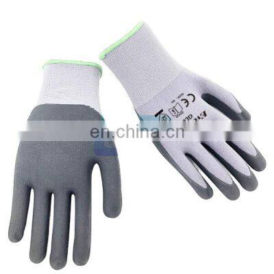 Commercial 15G Nylon Spandex Nitrile Superthin Foam Gloves with Topflex Grey Black