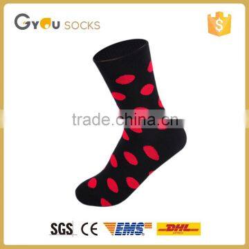 Black children solid color knitted cotton socks with red dot 2016 Hot