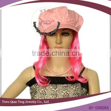 cheap nice pink adult party hat with hair attached