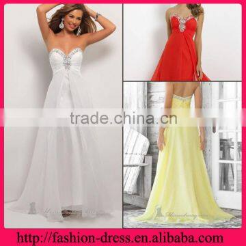 A-line Sweetheart Neckline Empire Style Long Sexy White Chiffon Evening Dress