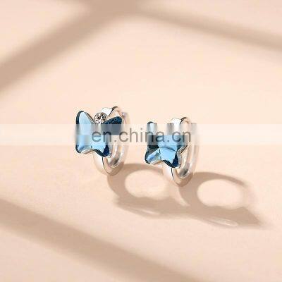 2021 New Design S925 Silver Stud Earrings Fashion Rhinestone Butterfly Stud Earrings