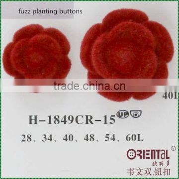 red planting fuzz flower shaped button