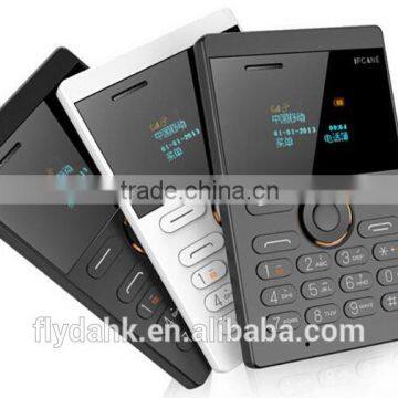 New style small size IFcane E1 mini Card mobile phone ultra thin mini credit card phone FM Radio mini phones with multi-laguage