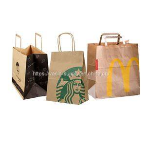 Wholesale Eco-Friendly Compostable Bags flat handle paper grocery bags shopping bags