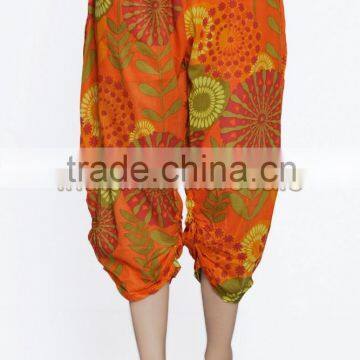 Indian Women Cotton Printed Orange Color Capri Pants Causal Trouser Yoga Dance Baggy Hippie Genie Casual Pants 2011OR