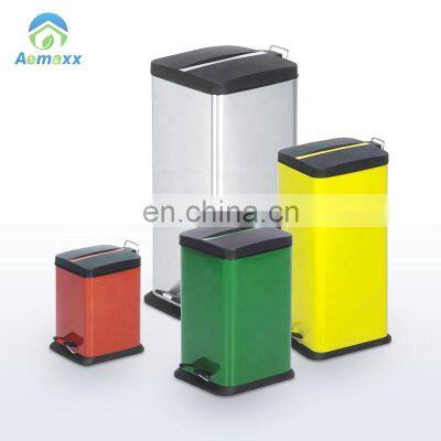 Household 6L 12L 20L Stainless Steel Garbage Bin Square Trash Bin Plastic Lid trash can Powder Coating Metal Waste Bin