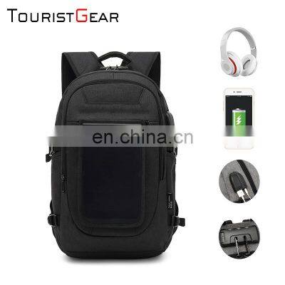 Environmental materials solar backpack factory OEM custom nylon travel bags men's leisure mochilas