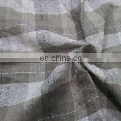 High Quality Linen Color Pure Linen Check Fabric Women's Shirt Fabric Women's Dress Fabric photo-4