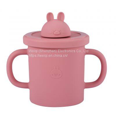 Weiqi Silicone Sippy Cups Animal Shape Kids Toddler Training Drinking Straw Cup with Lid