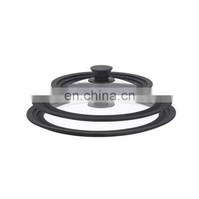 kitchen accessories tempered glass lid food grade silicone rim pot cover