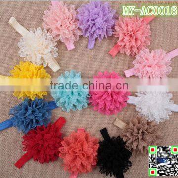 Hot sale chiffon mesh baby lace flower hair accessories for kids 2015 MY-AC0016