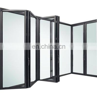 Black Frame Security Prehung Patio Aluminum Accordion Folding Sliding Glass Doors for Sale photo-2