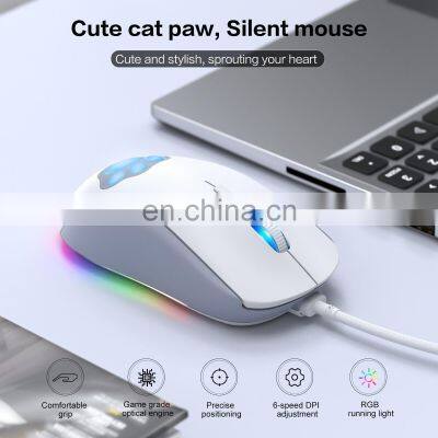 CW918 Cat Paw Game Mouse 7 Color RGB 7200DPI Universal Usb Wired Gaming Mouse For Computer photo-3