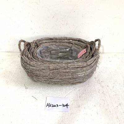 Natural Material Elm Branch Basket Indoor Plant Pots