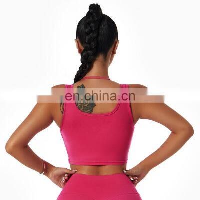 Halter Neck Fitness Women Sports Bras Factory Sales Sexy Wide Straps Yoga Tank Tops