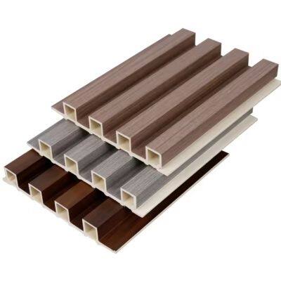 Wooden Grain PVC WPC Fluted Wall Panels For Decoration