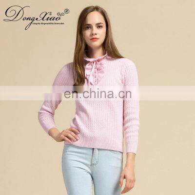 Wholesale Women's Keep Warm Pullover Pink Ladies Cable Cashmere Sweater photo-2