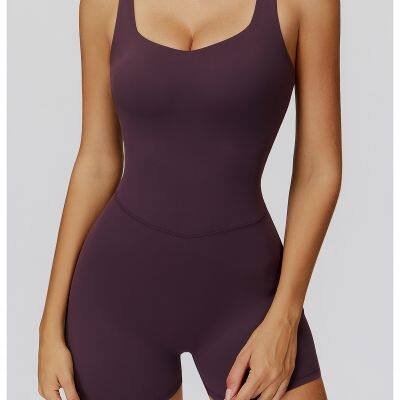 Wholesale Activewear Quick Drying Yoga Fitness Wear Set Workout Sport One Piece Yoga Jumpsuit for Women photo-2