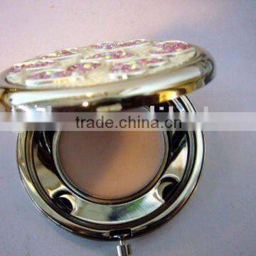 Fashion folding metal round compact mirror