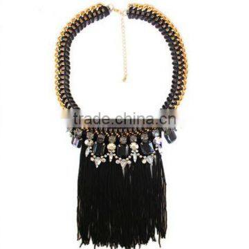 Long black tassel Retro Vintage Fashion Pendant necklace ethnic jewelry necklaces Fashionable Exaggerated Jewelry Gold 2015