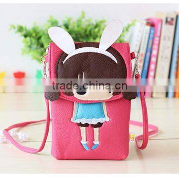 Wholesale cartoon small beauty girl mobile phone bag cell sling phone bag