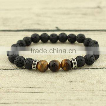 BRP1301 Fashion Tiger eye & Lava Beaded Mens Bracelet,Stone Bracelet for Men