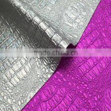 crocodile grain pu leather for bag shoes upholstery stocklot synthetic leather artificial leather with compeititive price