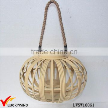 Rope Handle Rustic Vintage Handmade Candle Holder Bamboo Lantern