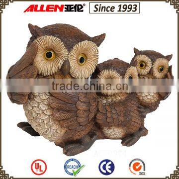 Lifelike hot sale triple owl decoration set 15.4*7.38*11 carved resin concrete garden ornaments