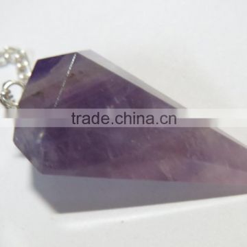 6-Facet Natural Amethyst Gemstone Pendulums