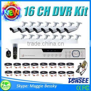 Cheapest 16 CH 960H Surveillance DVR & IR Cameras CCTV Camera System With 16 PCS 700TVL Bullet cameras