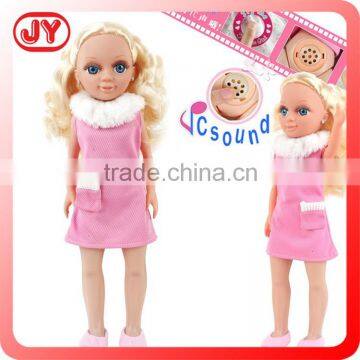 18 inch Beautiful golden hair doll toys sport dress with IC sound vinyl EN71