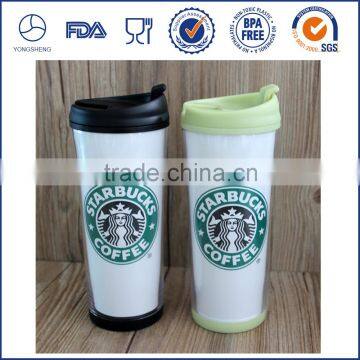 Newest starbucks design double wall plastic coffee mug /starbucks mug