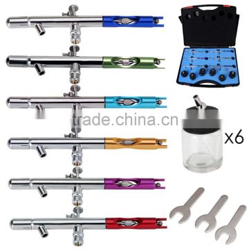 PRO 6X AIRBRUSH SET 22cc Dual Action 0.35mm Aerografo for Cakes Nail Art Body Paint AS-29