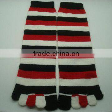 Boxi-High quality in paragraph color striped five fingers socks