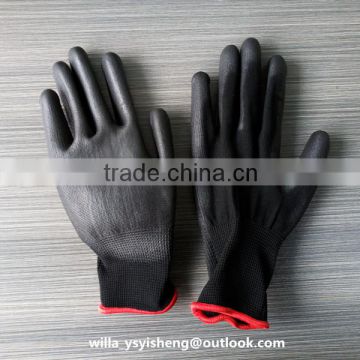 Wholesale black pu coated nylon work glove from Linyi factory