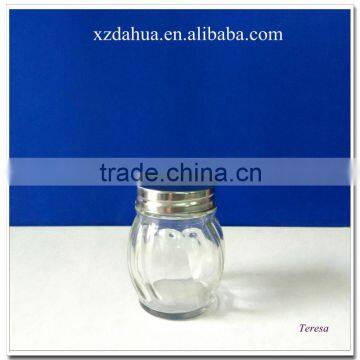 high quality clear glass spice jar for salt and pepper with metal lid